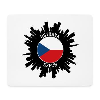 Ostrava Skyline Czech Flag Travel Souvenir - Mouse Pad (horizontal) - white - Front