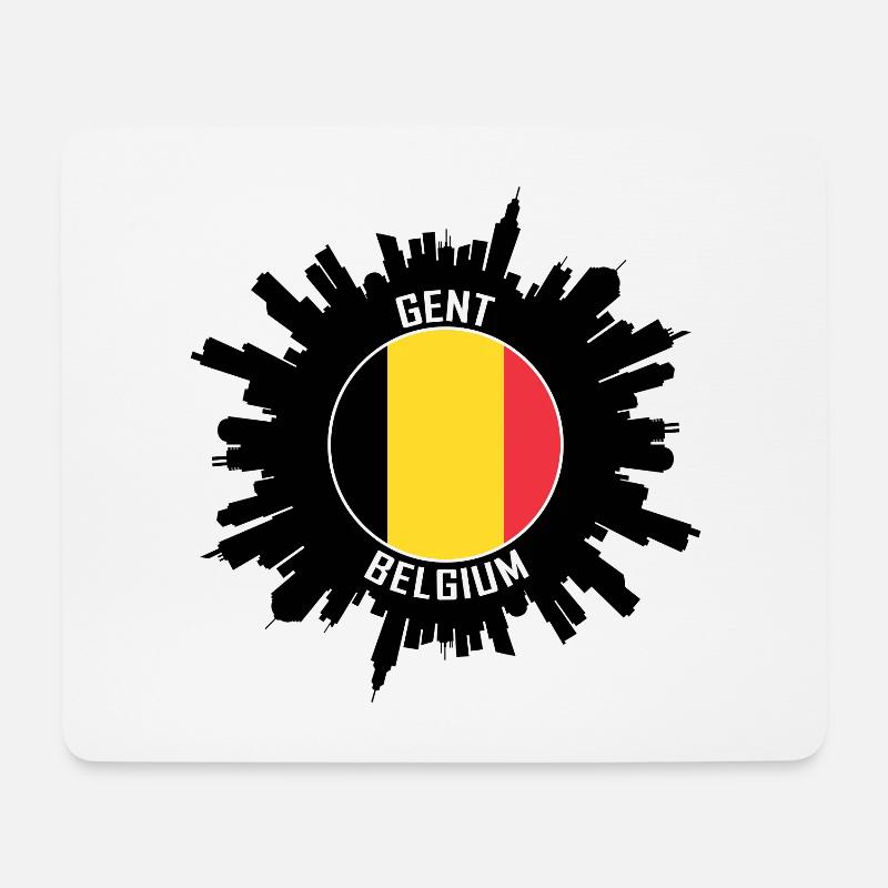 Gent Skyline Belgien Flagge Reise-Souvenir - Mousepad (Querformat) - Weiß
