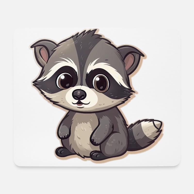 Cute Little Raccoon - Mousepad (Querformat) - Weiß