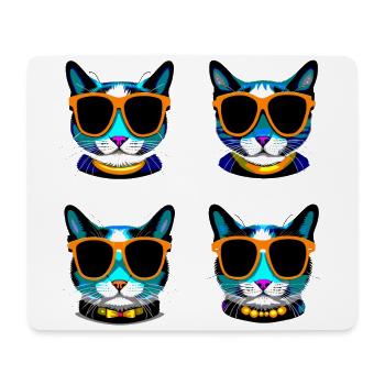 Cat Glasses Black - Mouse Pad (horizontal) - white - Front