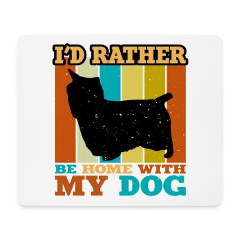 Australian Silky Terrier Dog Silhouette Retro Sun - Mouse Pad (horizontal) - white - Front