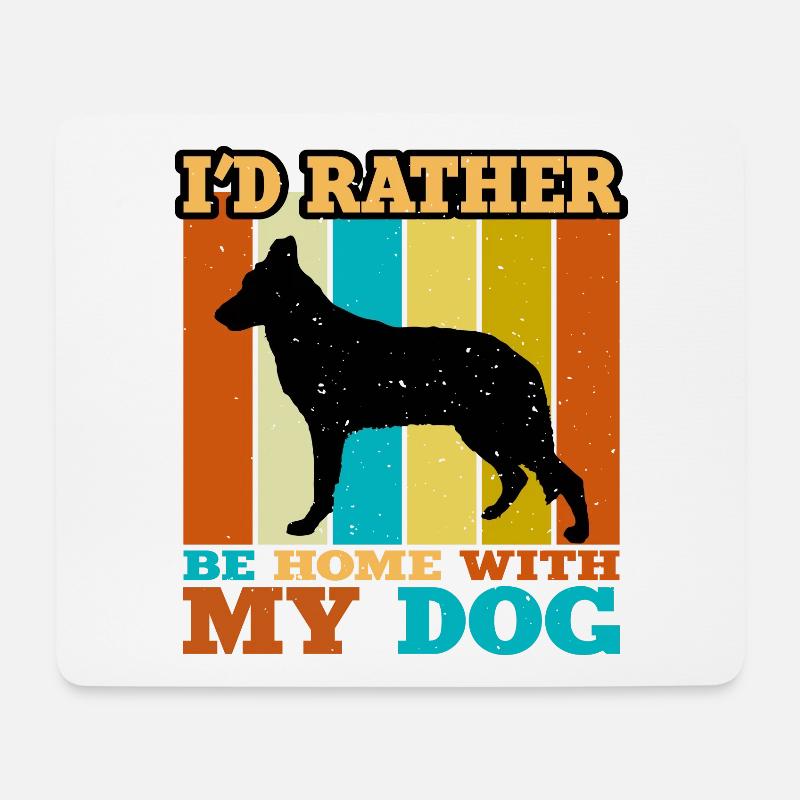 Osteuropäischer Schäferhund Silhouette Retro Sunset - Mousepad (Querformat) - Weiß
