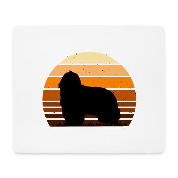 Collie barbu amoureux des chiens Silhouette Vintage Coucher de soleil - Tapis de souris (format paysage) - blanc - Devant