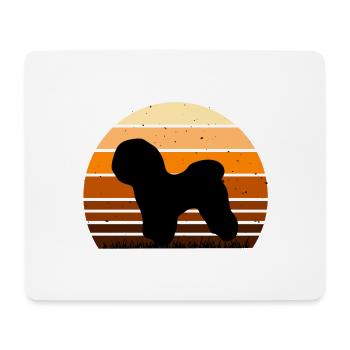 Bichon Frise Dog Lover Silhouette Vintage Sunset - Tapis de souris (format paysage) - blanc - Devant