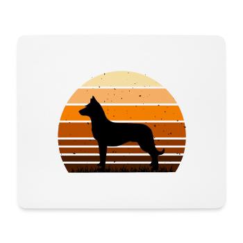 Beauceron Hundeliebhaber Silhouette Vintage Sonnenuntergang - Mousepad (Querformat) - Weiß - Vorne