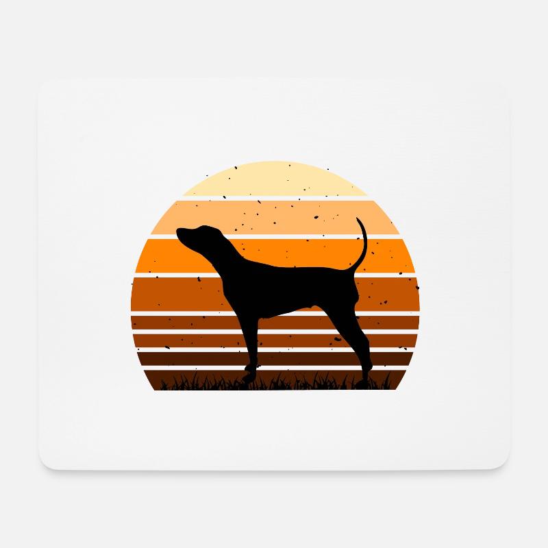 Schwarz und Braun Coonhound Hund Silhouette Retro Sonne - Mousepad (Querformat) - Weiß