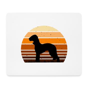 Bedlington Terrier Dog Silhouette Retro Sunset - Mouse Pad (horizontal) - white - Front