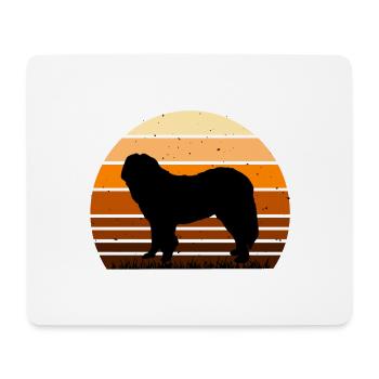 Caucasian Shepherd Dog Silhouette Retro Sunset - Mouse Pad (horizontal) - white - Front