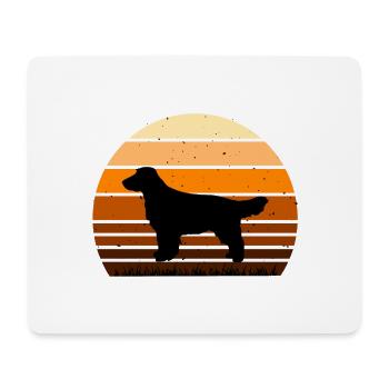 Field Spaniel Hund Liebhaber Silhouette Vintage Sonnenuntergang - Mousepad (Querformat) - Weiß - Vorne