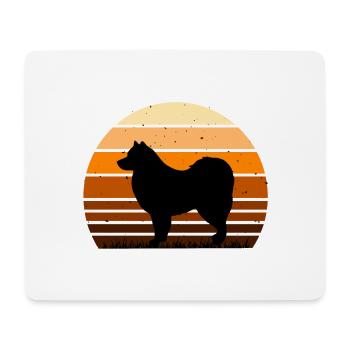 Finnischer Lapphund Hund Liebhaber Silhouette Retro Sonnenuntergang - Mousepad (Querformat) - Weiß - Vorne