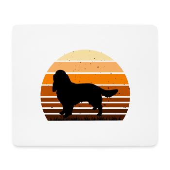 English Springer Spaniel Dog Silhouette Retro Sun - Mouse Pad (horizontal) - white - Front