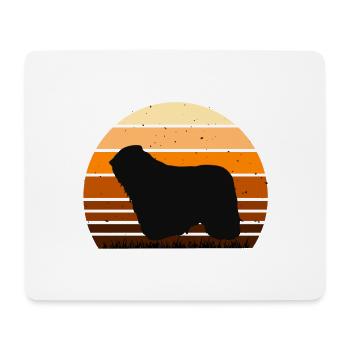 Komondor Dog Lover Silhouette Vintage Sunset - Tapis de souris (format paysage) - blanc - Devant