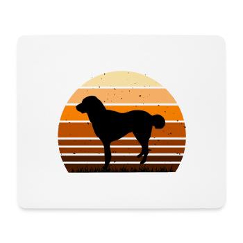 Kuchi Afghanischer Schäferhund Silhouette Retro Sonnenuntergang - Mousepad (Querformat) - Weiß - Vorne