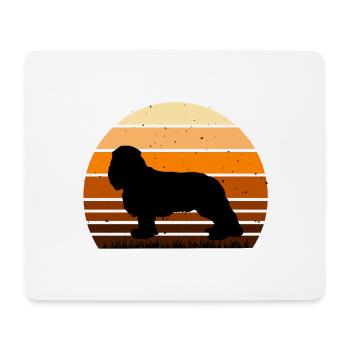 King Charles Hundeliebhaber Silhouette Vintage Sonnenuntergang - Mousepad (Querformat) - Weiß - Vorne