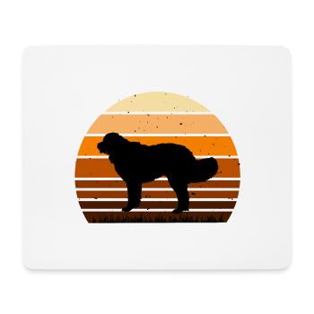 Landseer Dog Lover Silhouette Vintage Sunset - Tapis de souris (format paysage) - blanc - Devant