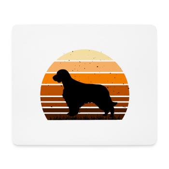 Welsh Springer Spaniel Dog Silhouette Retro Sunset - Mouse Pad (horizontal) - white - Front