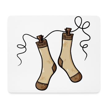 Socken Wäsche Geschenkidee - faule Socke an Leine - Mousepad (Querformat) - Weiß - Vorne