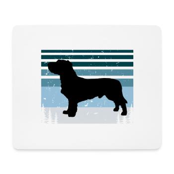 Basset Fauve De Bretagne Dog Silhouette Retro Sun - Mouse Pad (horizontal) - white - Front