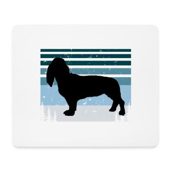 Basset Artesien Normand Dog Silhouette Retro Sun - Mouse Pad (horizontal) - white - Front