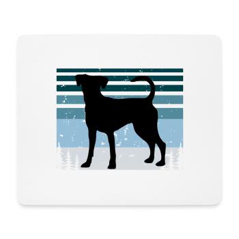 Österreichischer Pinscher Dog Love Silhouette Retro Sonnenuntergang - Mousepad (Querformat) - Weiß - Vorne