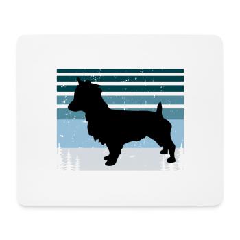 Australian Terrier Hund Silhouette Retro Sonnenuntergang - Mousepad (Querformat) - Weiß - Vorne