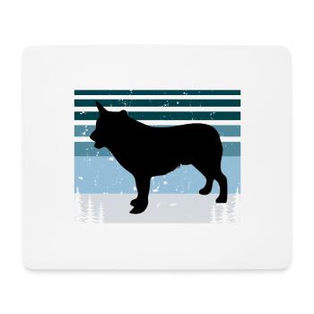 Bouvier australien Love Silhouette Retro Sunset - Tapis de souris (format paysage) - blanc - Devant