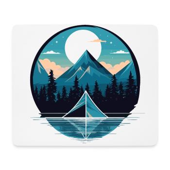 Minimalistisches Design: Campingfreude am See - Mousepad (Querformat) - Weiß - Vorne