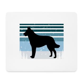 Berger Belge Laekenois Chien Silhouette Rétro - Tapis de souris (format paysage) - blanc - Devant
