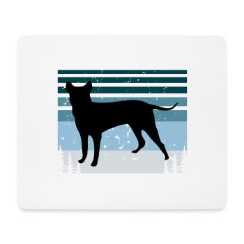 Blauer Paul Terrier Hund Liebe Silhouette Retro Sonnenuntergang - Mousepad (Querformat) - Weiß - Vorne