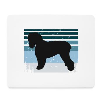 Noir Terrier Russe Chien Silhouette Rétro Coucher de Soleil - Tapis de souris (format paysage) - blanc - Devant