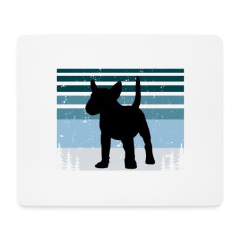 Bull Terrier Miniature Chien Silhouette Rétro Coucher de Soleil - Tapis de souris (format paysage) - blanc - Devant