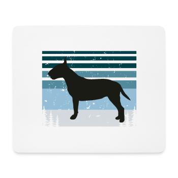 Bull Terrier Dog Lover Silhouette Vintage Sunset - Tapis de souris (format paysage) - blanc - Devant