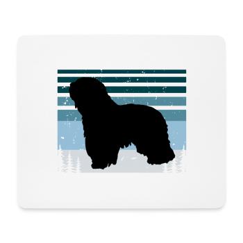 Cao da Serra de Aires Hund Silhouette Retro Sonnenuntergang - Mousepad (Querformat) - Weiß - Vorne