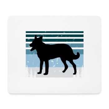 Cumberland Sheepdog Dog Silhouette Retro Sunset - Tapis de souris (format paysage) - blanc - Devant
