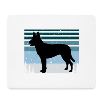 Holländischer Schäferhund Liebhaber Silhouette Vintage Sonnenuntergang - Mousepad (Querformat) - Weiß - Vorne