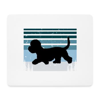 Dandie Dinmont Terrier Dog Silhouette Retro Sunset - Mouse Pad (horizontal) - white - Front