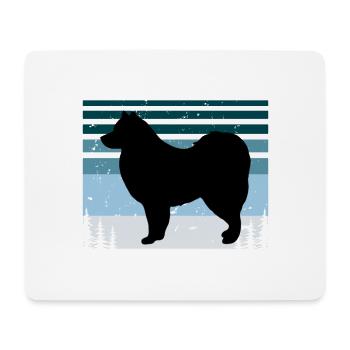 Finnischer Lapphund Hundeliebhaber Silhouette Retro Sonnenuntergang - Mousepad (Querformat) - Weiß - Vorne