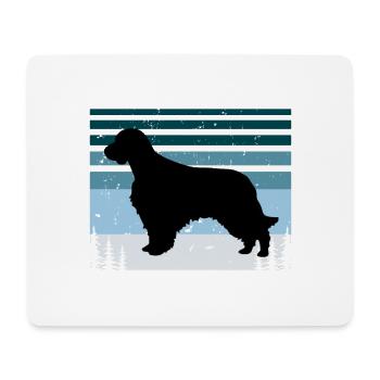 Welsh Springer Spaniel Dog Silhouette Retro Sunset - Mouse Pad (horizontal) - white - Front