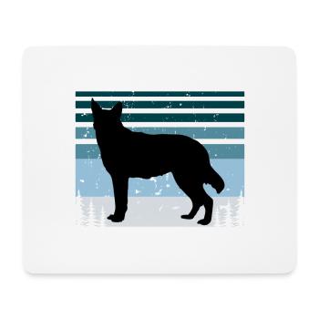 Saarlooswolfhond Hundeliebhaber Silhouette Retro Sonnenuntergang - Mousepad (Querformat) - Weiß - Vorne