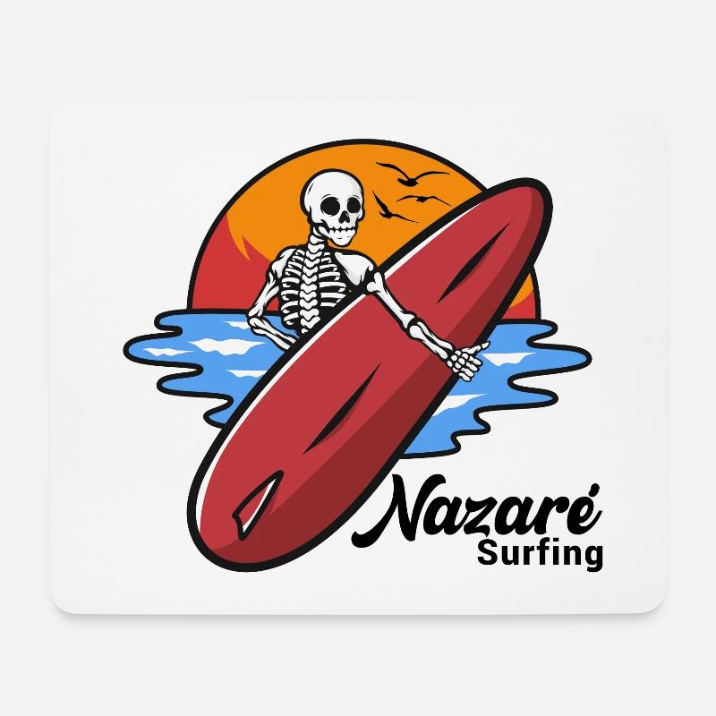 Nazare Surfing Portugal - Mousepad (Querformat) - Weiß