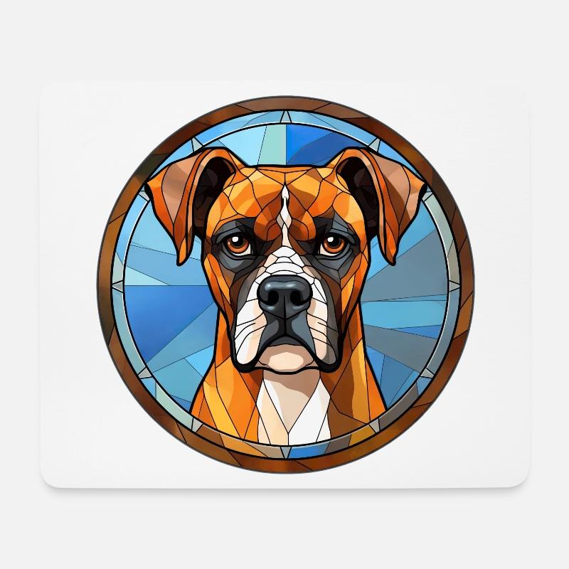 Boxer Hunderasse Aquarellglas - Mousepad (Querformat) - Weiß