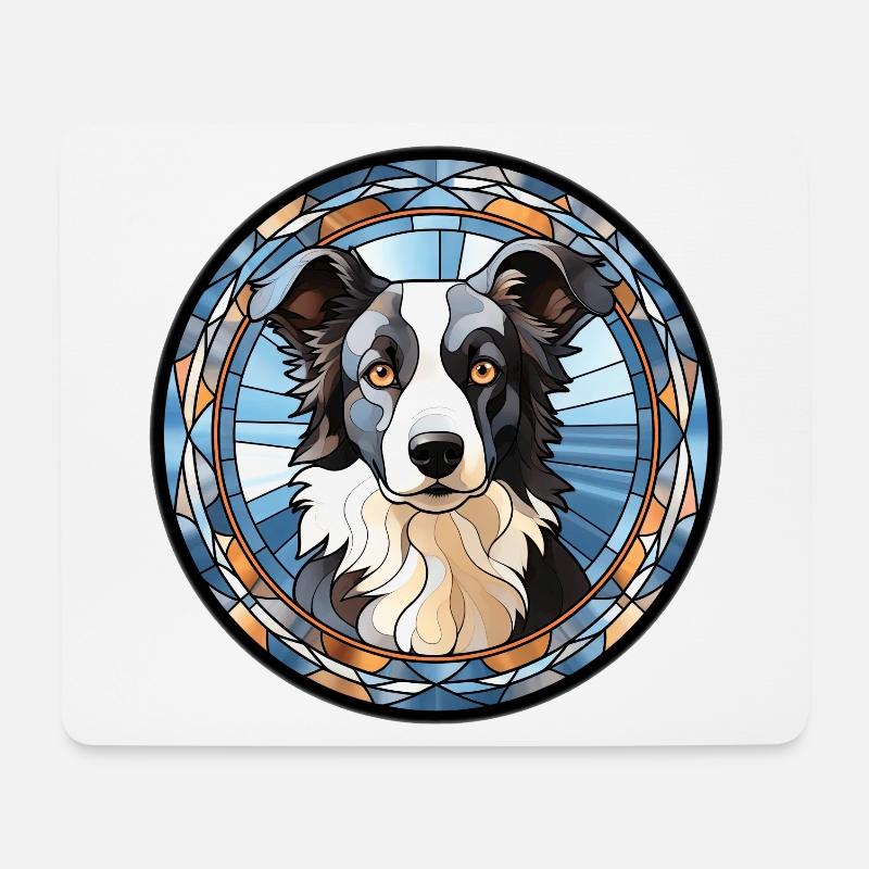 Border Collie Hunderasse Aquarellglas - Mousepad (Querformat) - Weiß