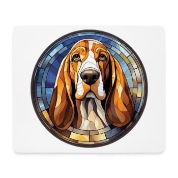 Basset Hound Dog Race Aquarelle Verre - Tapis de souris (format paysage) - blanc - Devant