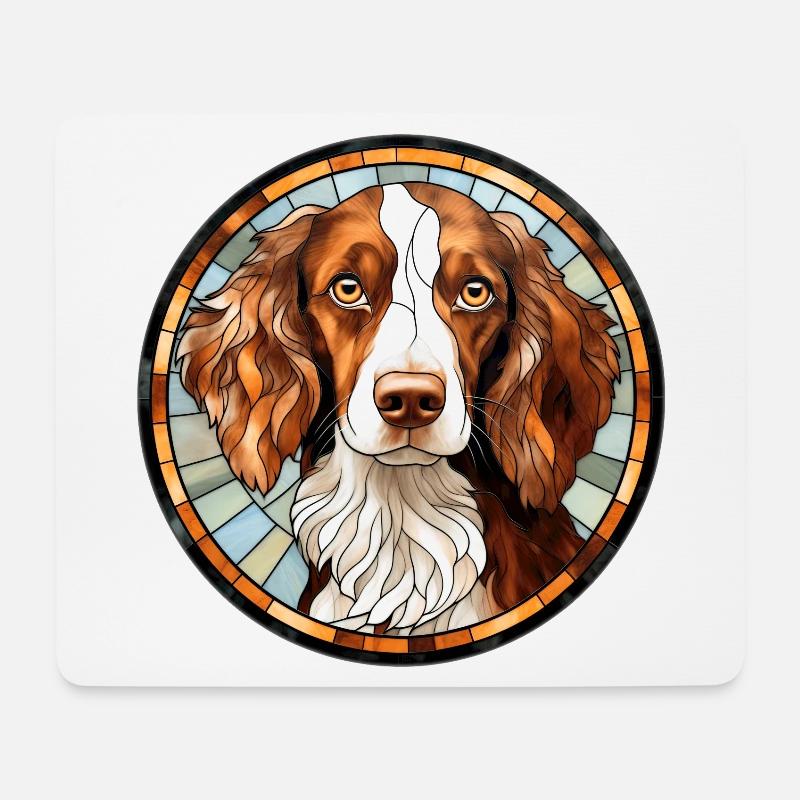 Bretagne Hunderasse Aquarellglas - Mousepad (Querformat) - Weiß
