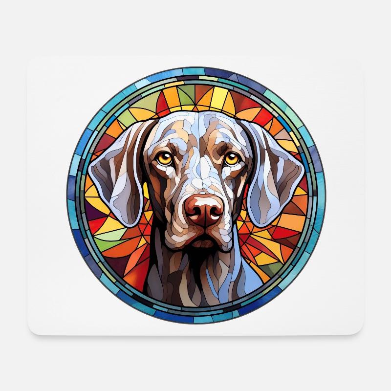 Weimaraner Hunderasse Aquarellglas - Mousepad (Querformat) - Weiß