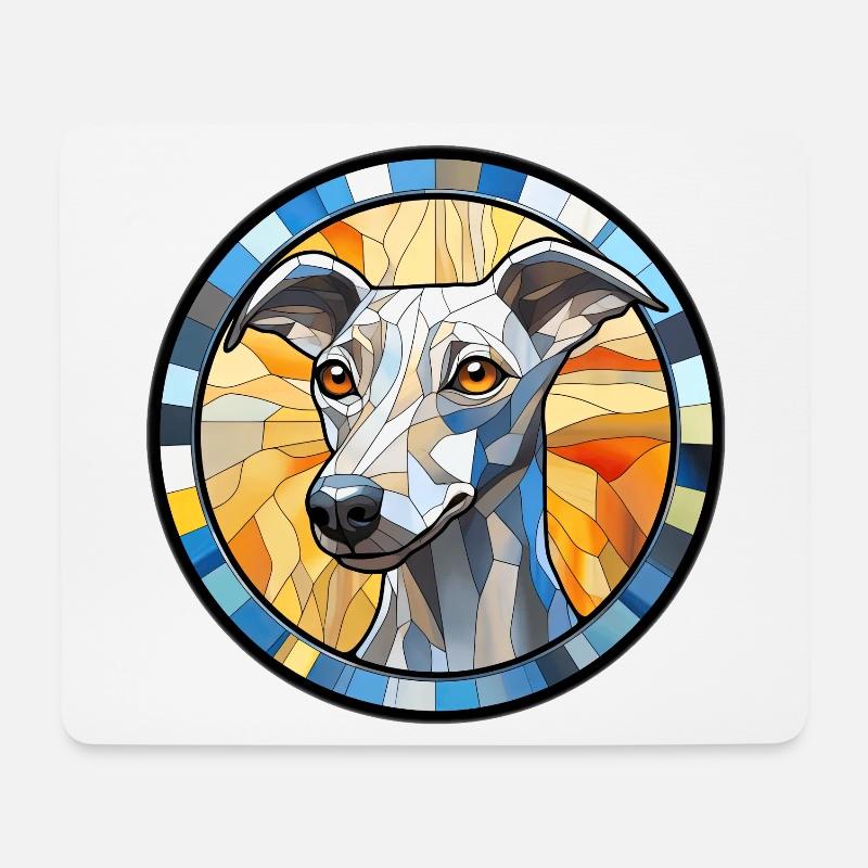 Whippet Hunderasse Aquarellglas - Mousepad (Querformat) - Weiß