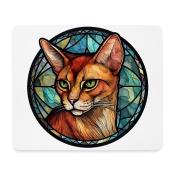 Abessinierkatze Rasse Aquarellglas - Mousepad (Querformat) - Weiß - Vorne