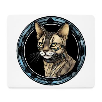 Verre aquarelle de race de chat mau égyptien - Tapis de souris (format paysage) - blanc - Devant
