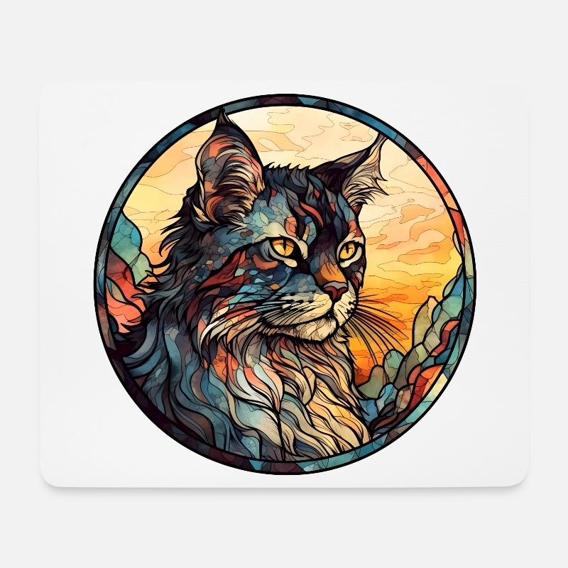 Laperm Katzenrasse Aquarellglas - Mousepad (Querformat) - Weiß