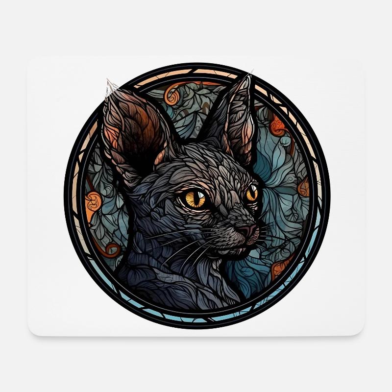 Lykoi Katzenrasse Aquarellglas - Mousepad (Querformat) - Weiß